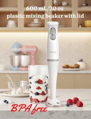 Betty Crocker Hand Blendes with Beaker & Lid, White (BC-4307W)