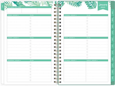 2023 Blue Sky Day Designer Palms 5 x 8 Weekly & Monthly Planner, White/Green (137362-23)