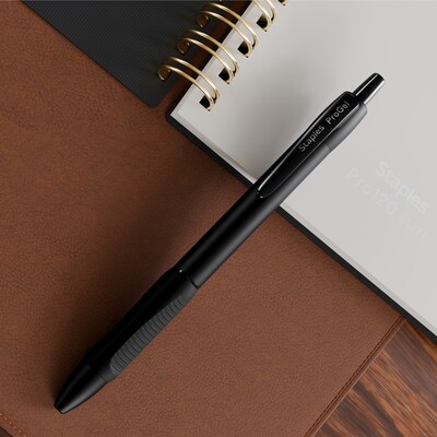 Staples ProGel Elite Retractable Metal Barrel Gel Pen, Fine Point, 0.7mm, Black Ink, 2/Pack (ST63291)