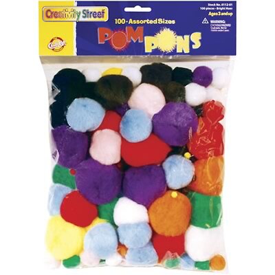 Creativity Street® Pom Pons, Assorted Bright Hues, 100/Pieces (CK-811201)