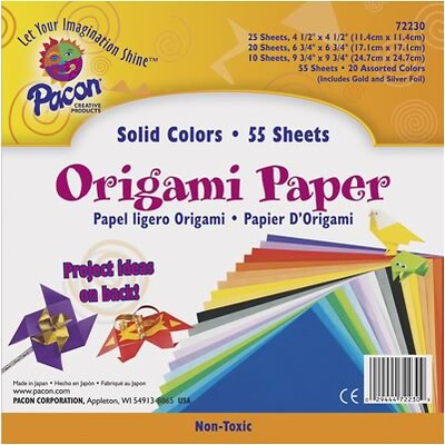 Pacon Origami Paper; Assorted Sizes/Colors, 55 Sheets (PAC72230Q)