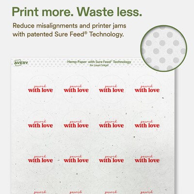 Avery Hemp Round Laser/Inkjet Multipurpose Labels, 1-5/8" Dia, Off-White (400/Pack)