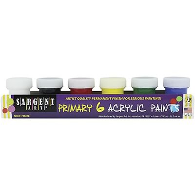 Sargent Art Acrylic Paints, 6 Primary Colors, 0.75 oz. Jars (SAR665420)