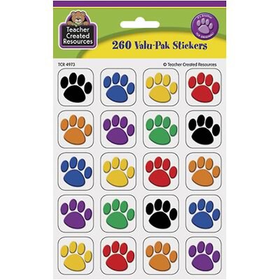 Teacher Created Resources Stickers; Colorful Paw Prints Valu-Pak