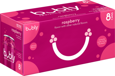 Bubly Raspberry Flavored Sparkling Seltzer Water, 12 Fl. Oz., 8 Cans/Pack, 3 Packs/Carton  (18117)