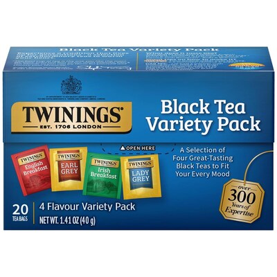 Twinings Assorted Black Tea Bags, 20/Box (F05320)