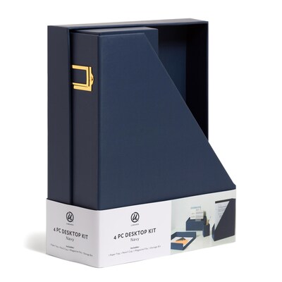 U Brands Paperboard Desk Organization Set, Solid Navy (3631U00-02)