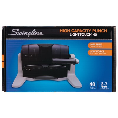 Swingline® LightTouch® Heavy Duty 2-7 Hole Punch, 40 Sheet Capacity, Gray (A7074357)