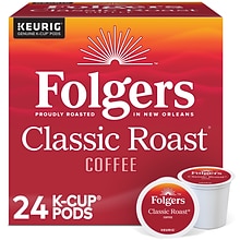 Folgers Classic Roast Coffee, Medium Roast, 0.28 oz. Keurig® K-Cup® Pods, 24/Box (6685)