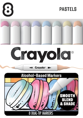 Crayola Pastels Alcohol-Based Marker, Twin Tip, Assorted Colors, 8/Pack (586807)