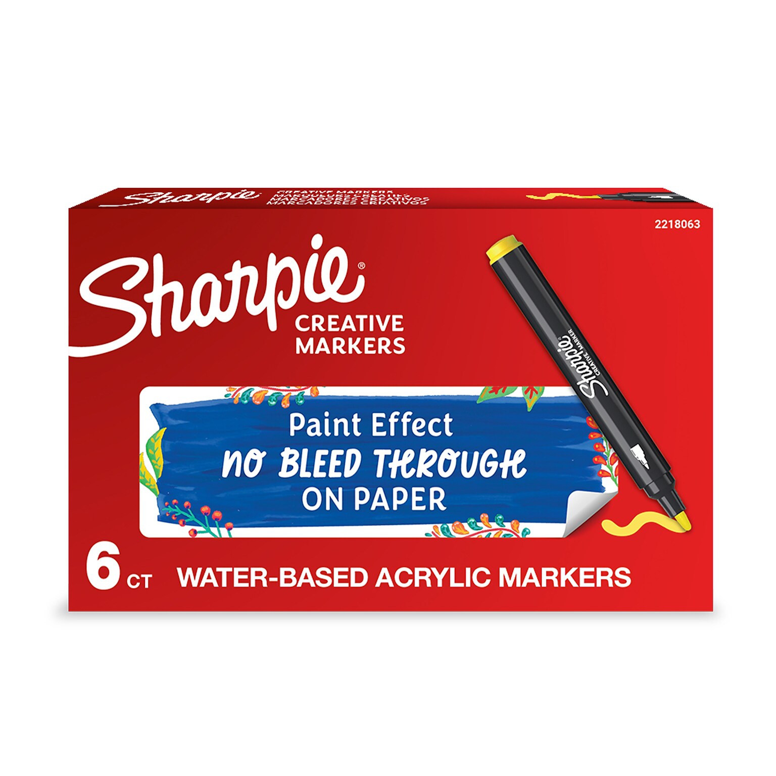 Sharpie Water-Based Creative Markers, Bullet Tip, Yellow, 6/Pack (2218063)