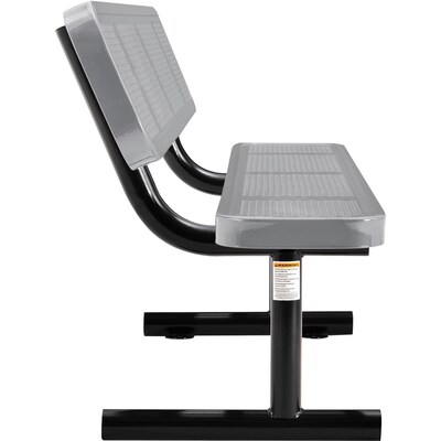 Global Industrial 6' Outdoor Steel Picnic Bench w/ Backrest, Perforated Metal, Gray (694557GY)