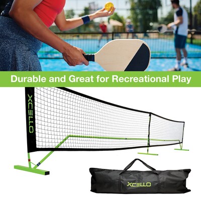 Xcello Sports Portable Pickleball Net System with Carry Bag, Black/Green (XS-PB-NET-1)