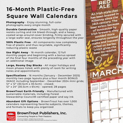 2025 BrownTrout I Love Beer 12" x 12" Monthly Wall Calendar (9781975479459)
