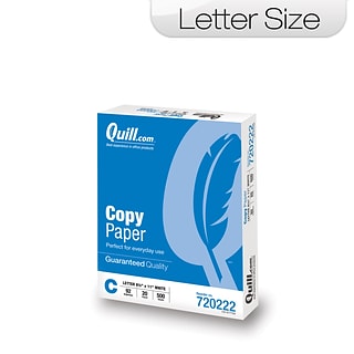 Quill Brand® 8.5 x 11 Copy Paper, 20 lbs., 92 Brightness, 500 Sheets/Ream (720222RM)