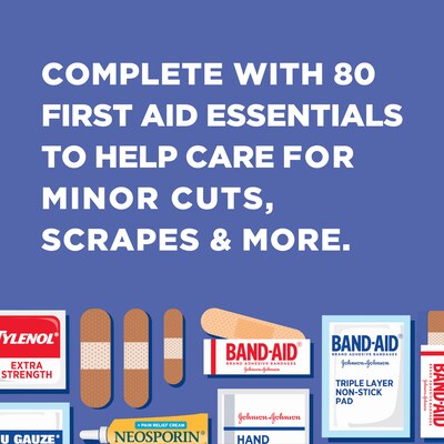 Johnson & Johnson Travel Ready Office First Aid Kit, 80 Pieces (202068)