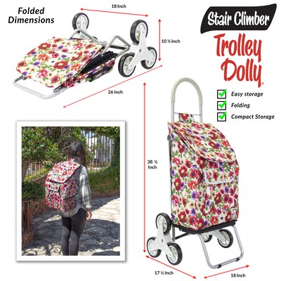 Dbest Stair Climber Trolley Dolly with Backpack Strap, Floral (01-959)