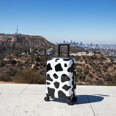 InUSA Prints 20" Hardside Suitcase, 4-Wheeled Spinner, TSA Checkpoint Friendly, Cow Animal Print (IUAPC00S-COW)