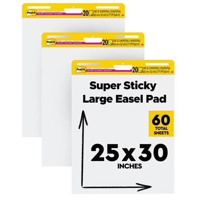 Post-it Super Sticky Wall Easel Pad, 25 x 30, 20 Sheets/Pad, 3 Pads/Pack (559 VAD20 3PK)