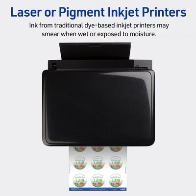 Avery Sure Feed Laser Round Identification & Color Coding, 2" Dia, Matte White, 12 Labels/Sheet, 8 Sheets/Pack (05657)