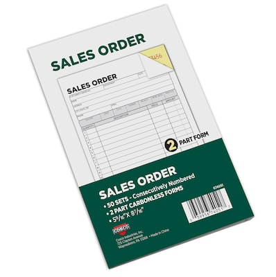 Cosco 2-Part Carbonless Sales Orders, 5.56 x 8.44, 50 Sets/Book (074051)