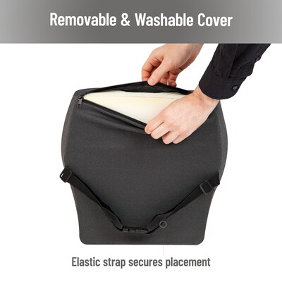 Mind Reader Memory Foam Ergonomic Lower Back Cushion Posture Corrector, Black/Blue (MEMCUSHGL-BLK)