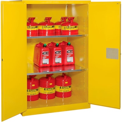 Global Industrial Flammable Cabinet, Manual Close Double Door, 90 Gallon, 43"W x 34"D x 65"H