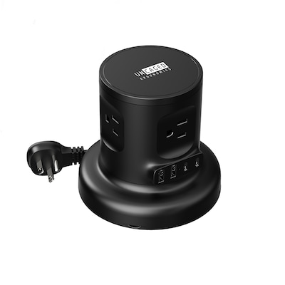 Uncaged Ergonomics Retractable Power Strip with USB-C, 4 AC Outlets, 4 USB Ports and 6ft Retractable Cord, Black (RC-black)
