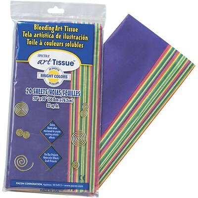Spectra Bleeding Art Tissue Paper, 20 x 30, Bright Colors, 20 Sheets (PAC58576Q)