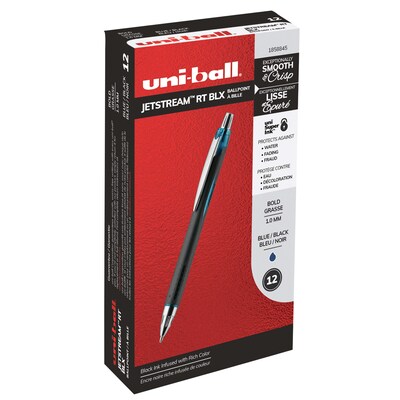 uni Jetstream RT BLX Ballpoint Pens, Medium Point, 1.0mm, Blue/Black Ink, 12/Pack (1858845)