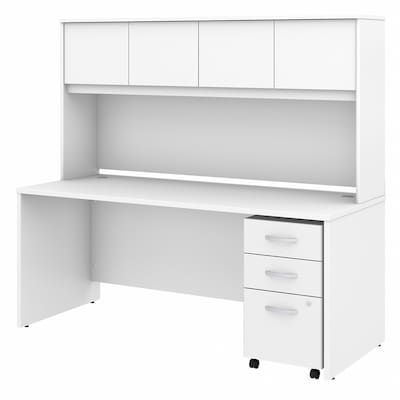 Bush Business Furniture Studio C 72"W Office Desk with Hutch and Mobile File Cabinet, White (STC011WH)