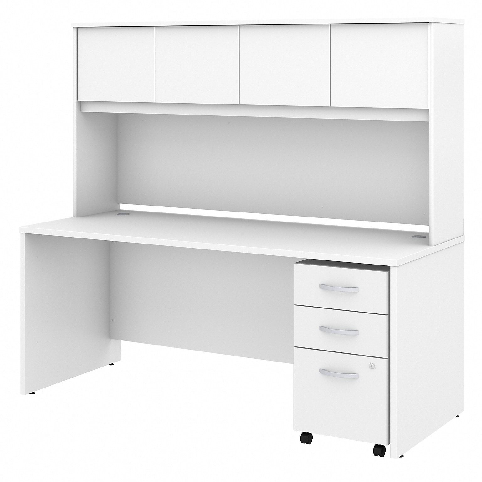 Bush Business Furniture Studio C 72W Office Desk with Hutch and Mobile File Cabinet, White (STC011WH)