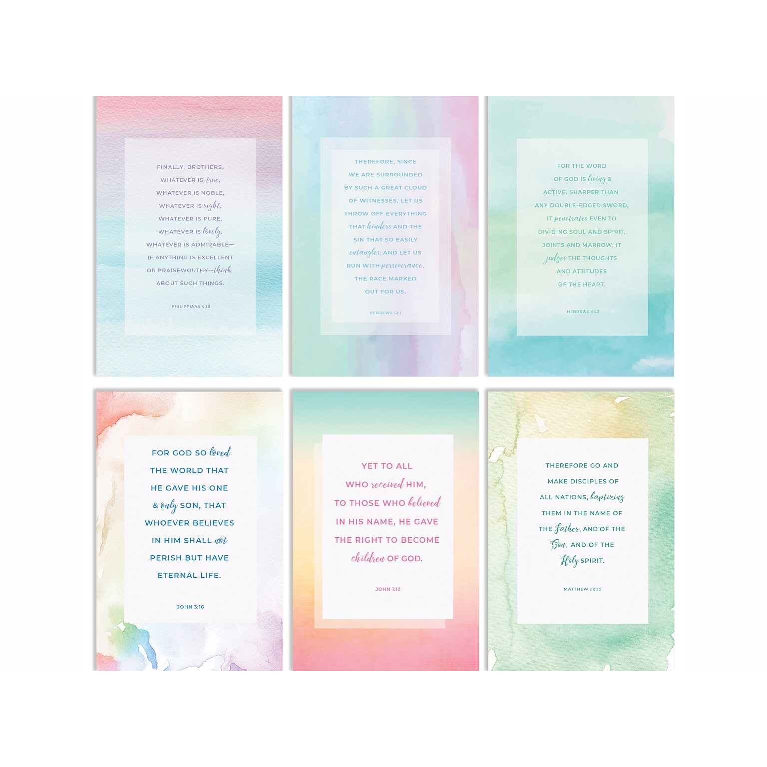 Better Office Bible Verses Encouragement Cards with Envelopes, 6 x 4, Assorted Colors, 50/Pack (64638-50PK)