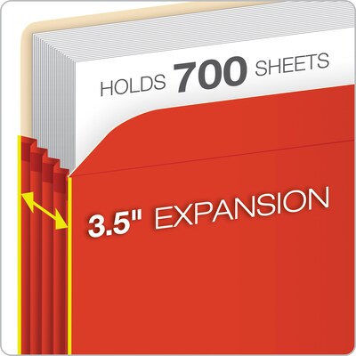 Pendaflex Color Reinforced File Pocket, 3 1/2" Expansion, Letter Size, Red (1524E RED)
