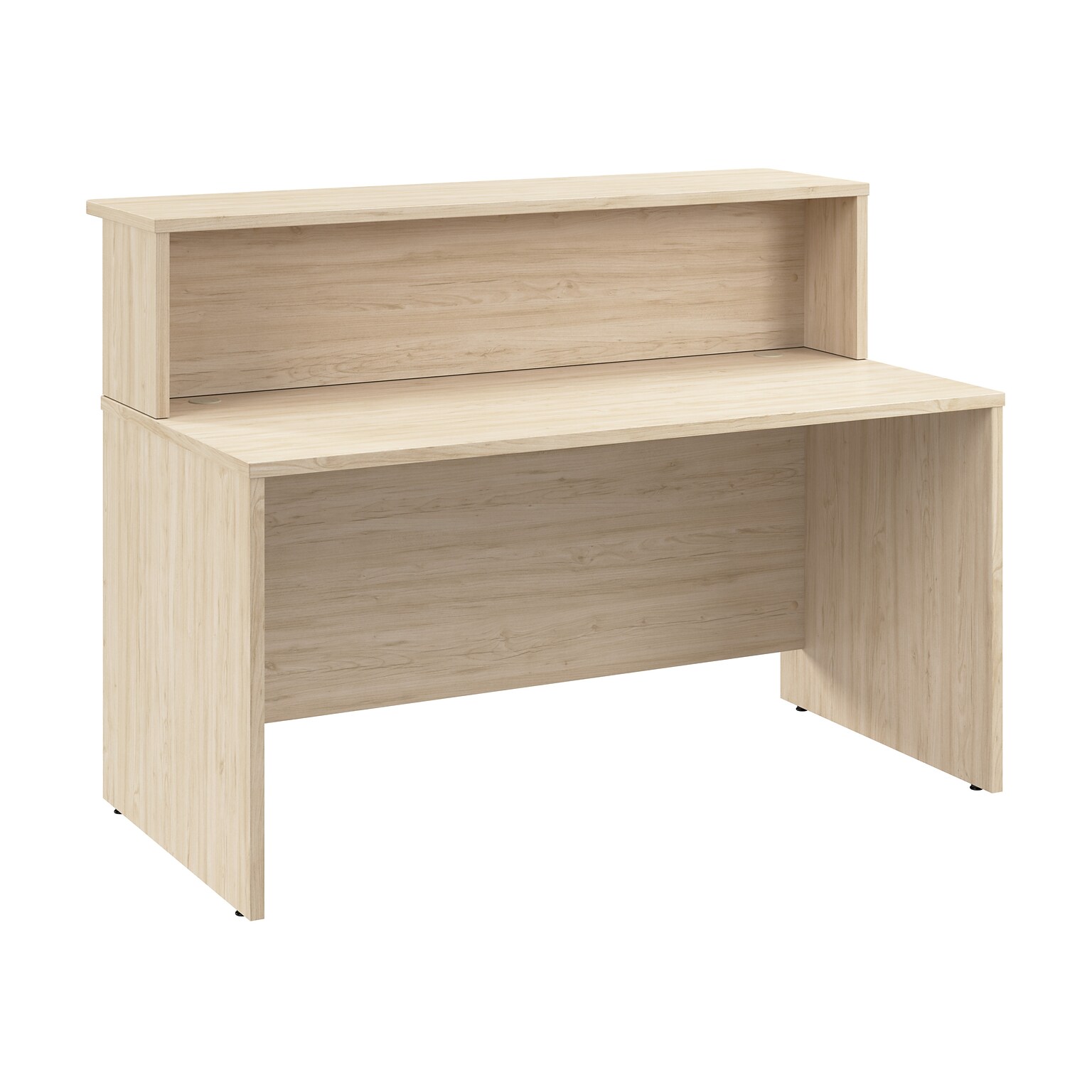 Bush Business Furniture Arrive 60W Reception Desk with Shelf, Natural Elm (ARV001NE)