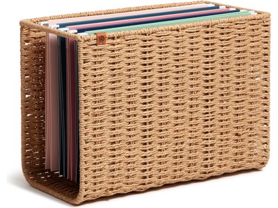 U Brands Woven Paper Rope File Basket, Brown (6084U00-01)