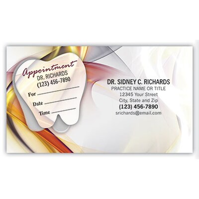 Medical Arts Press® Dual-Imprint Peel-Off Sticker Appointment Cards; Tooth Graphic
