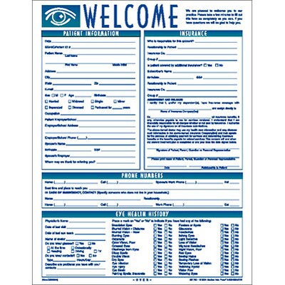 Medical Arts Press® Welcome Registration Form,  Eye Graphic