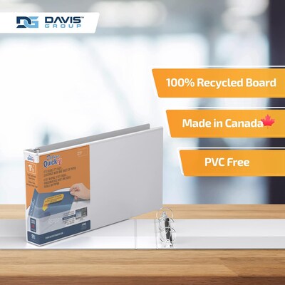 Davis Group QuickFit Heavy Duty 1 1/2" 3-Ring Standard Binders, White, 4/Pack (95020L-04)