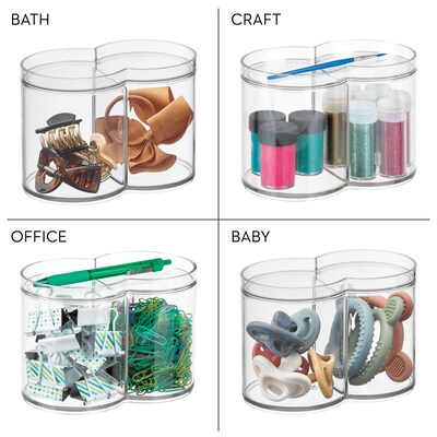 iDESIGN Stackable Plastic Dual Canister with Lid, Clear, 4/Pack  (28376M4)