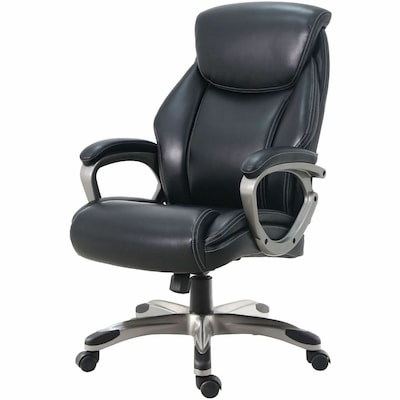 Lorell Kyros Polyurethane Swivel Executive Chair, Black (LLR63290)
