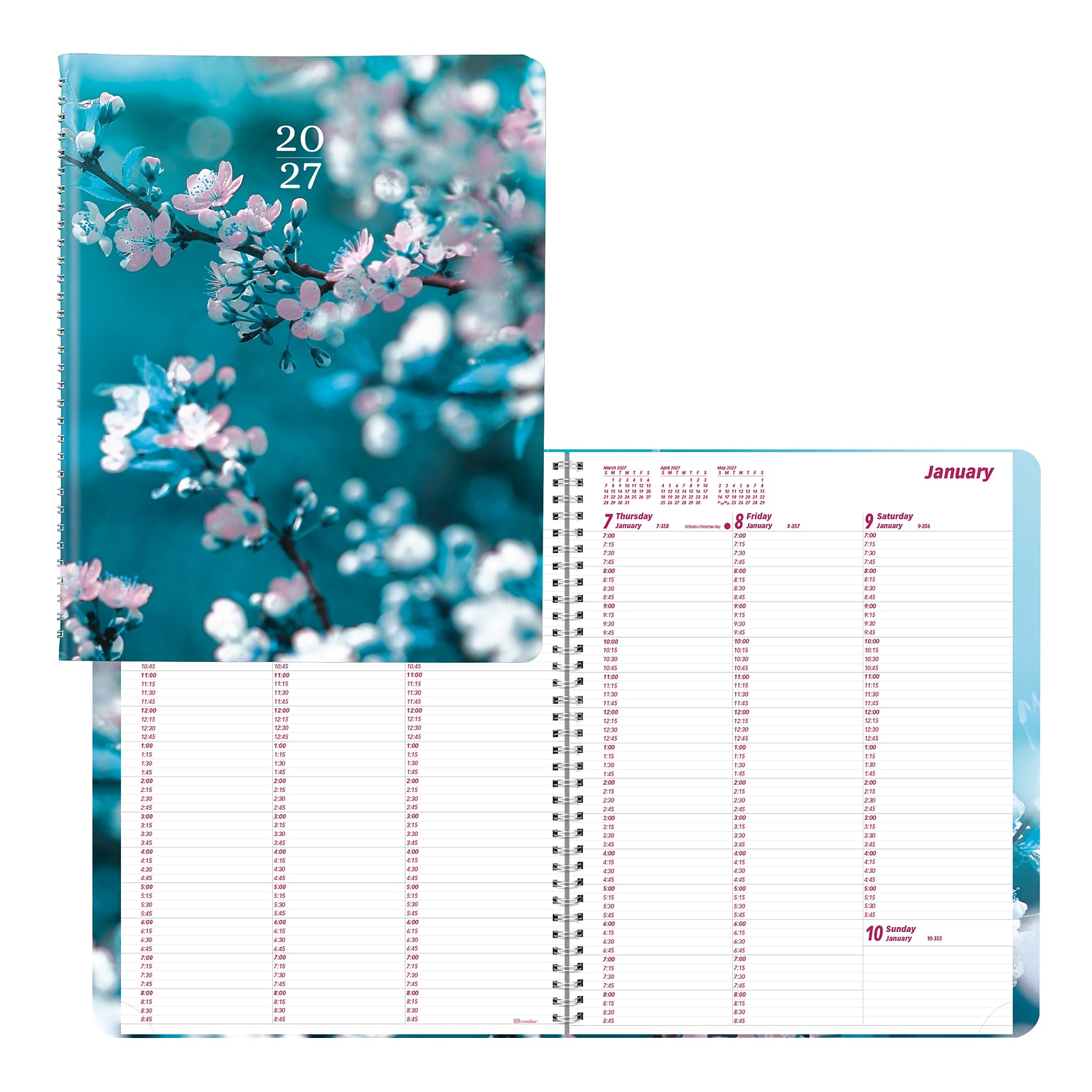 2027 Brownline Nature Cherry Blossoms 8.5 x 11 Weekly Appointment Book (CB950G.03-27)