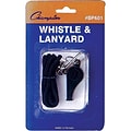 Champion Sports Plastic Whistle with Lanyard, Black, Each (CHSBP601)