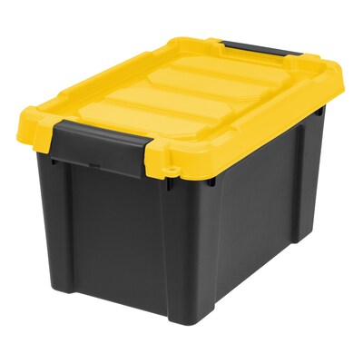 Iris Stor-It-All 21.9 Quart Storage Container with Latching Lids, Plastic, Black, 4/Pack (540014)