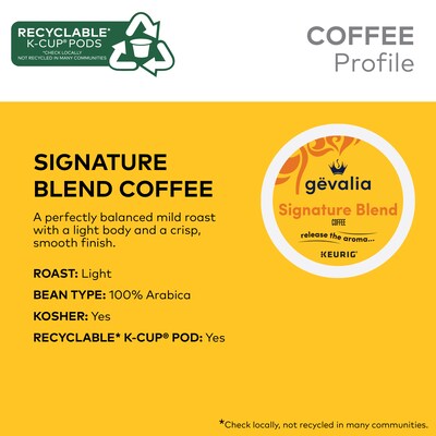 Gevalia Signature Blend Coffee Keurig® K-Cup® Pods, Light Roast, 22/Box (5305)