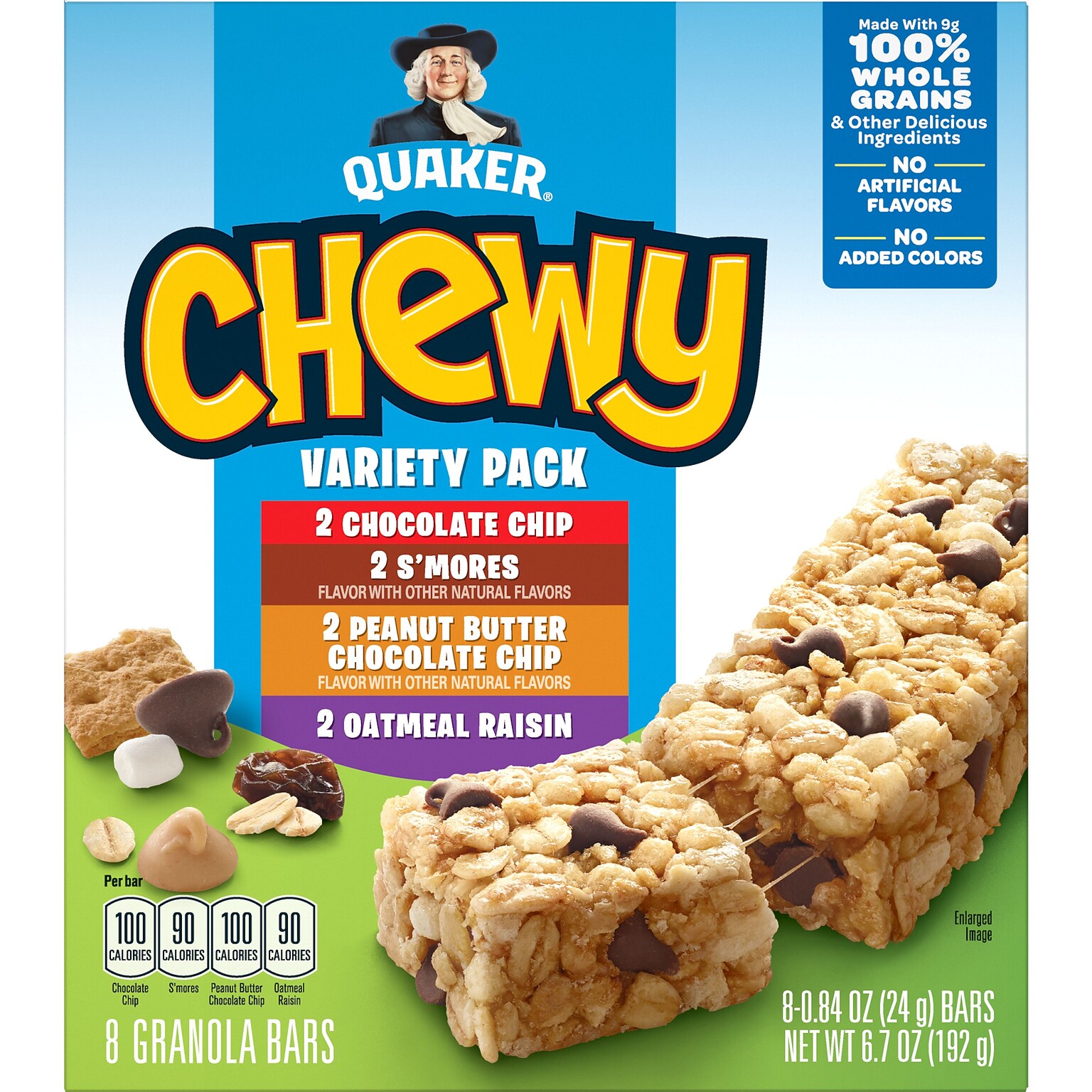 Quaker Chewy Granola Bar Variety Pack, 6.7 oz., 8 Bars/Box (QUA31188)