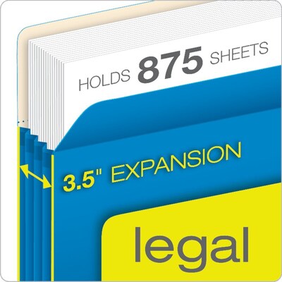 Globe-Weis® Colored File Pockets; Legal Size, 3-1/2 Expansion, Blue