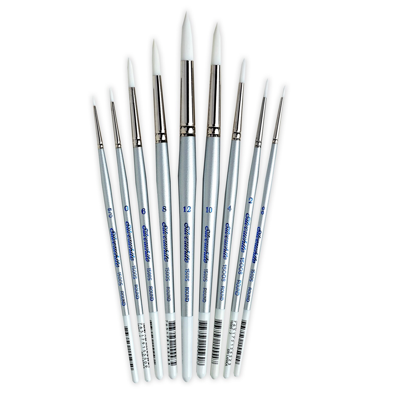 Silver Brush Silverwhite Round Brush, 9/Pack (SLVSW1584)