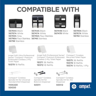 Compact 2-Roll Side-by-Side Coreless Toilet Paper Dispenser by GP PRO, Black (56784A)