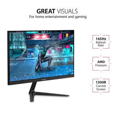 ViewSonic 24 Curved 165Hz LED Gaming Monitor, Black (VX2418C)